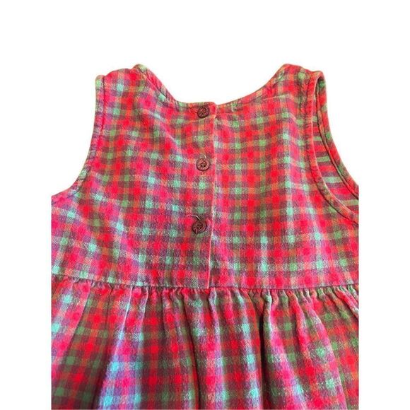 Vintage OshKosh B’gosh pink purple plaid checkered sleeveless dress cherries 6x - Picture 4 of 6